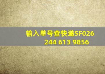 输入单号查快递SF026 244 613 9856